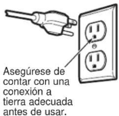 Asegúrese de contar con una conexión a tierra adecuada antes de usar.