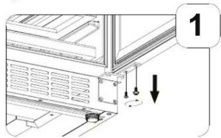 Technical diagram showing a mechanical assembly with labeled components and directional arrows indicating motion or rotation.