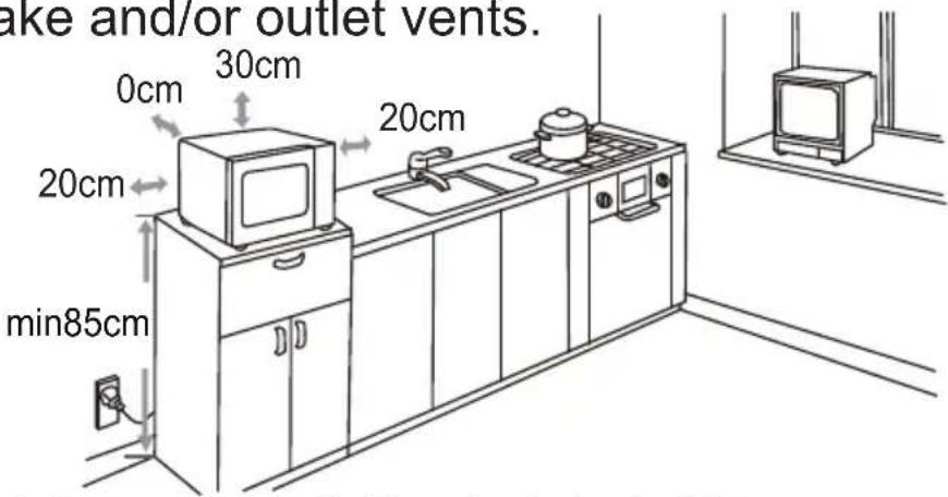 take and/or outlet vents. 0cm 30cm 20cm 20cm min85cm 20cm