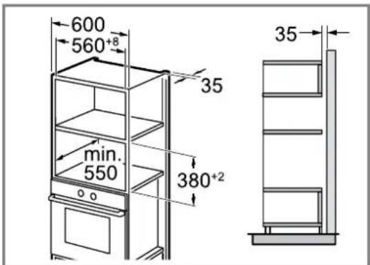 PITSOS PG30W75X2 - Διαστάσεις τοποθέτησης στο ψηλό ντουλάπι - 1