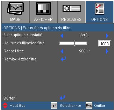 OPTOMA H105 - OPTIONS | Paramètres optionnels filtre - 1
