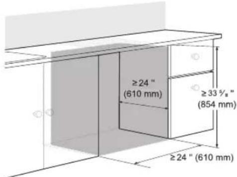 ≥24" (610 mm) ≥33 ½" (854 mm) ≥24" (610 mm)