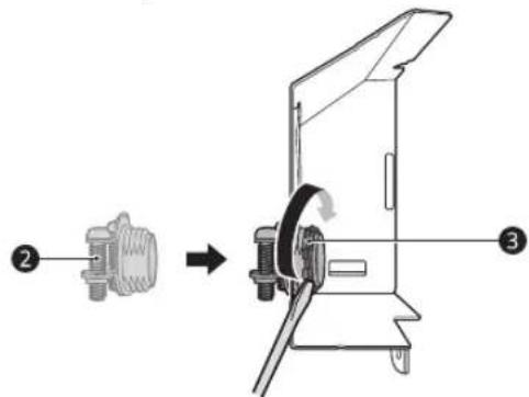 Technical diagram showing a mechanical assembly process with labeled parts ② and ③