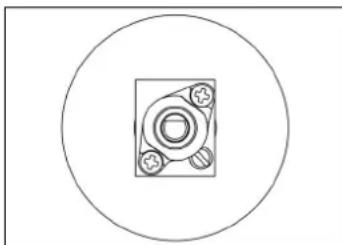 Simple line drawing of a mechanical component with concentric circles and a central square (no text or symbols)