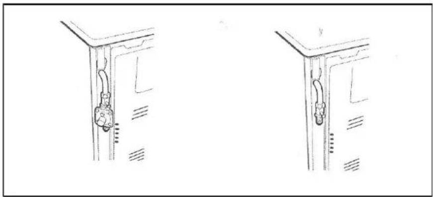Line drawings of two door lockers with attached clips and mounting brackets (no text or symbols)