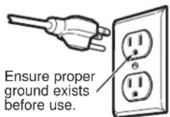Ensure proper ground exists before use.