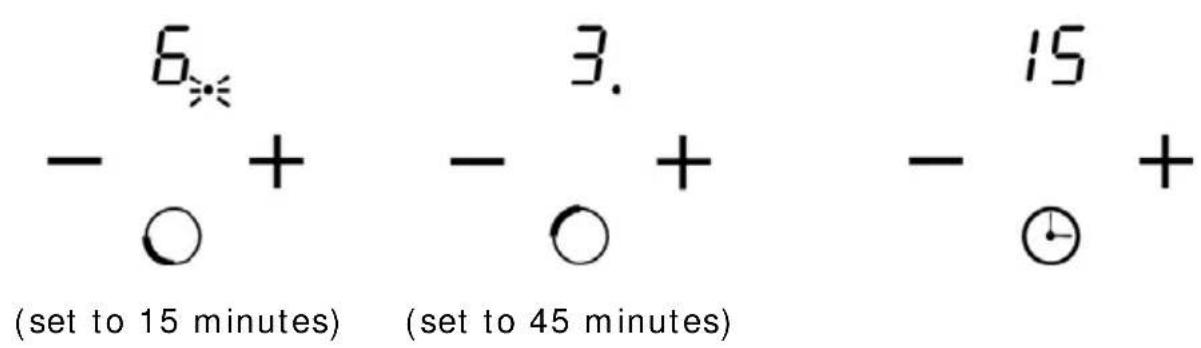6 - + - 3. - + - 15 - + ( set to 15 minutes) (set to 45 minutes)