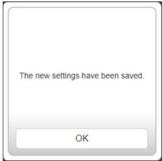 The new settings have been saved. OK
