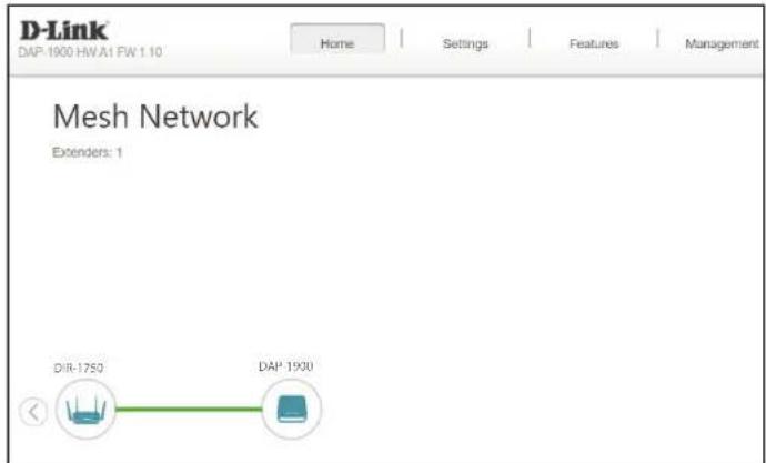 D-Link DAP-1900 HW A1 FW 1.10 Home Settings Features Management Mesh Network Extenders: 1 DIR-1750 DAP-1900
