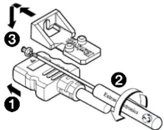 Technical diagram of a mechanical assembly with numbered components and labeled parts