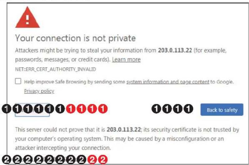 Your connection is not private Attackers might be trying to steal your information from 203.0.113.22 (for example, passwords, messages, or credit cards). Learn more NET::ERR_CERT_AUTHORITY_INVALID Help improve Safe Browsing by sending some system information and page content to Google. Privacy policy 1 1 1 1 1 1 1 1 1 1 1 1 1 Back to safety This server could not prove that it is 203.0.113.22; its security certificate is not trusted by your computer's operating system. This may be caused by a misconfiguration or an attacker intercepting your connection. 2 2 2 2 2 2 2 2 2
