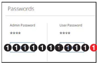 Passwords Admin Password **** 1 1 1 1 1 1 1 1 1 1 1 1 1