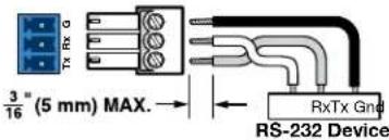 Tx Rx G 3/16" (5 mm) MAX. RxTx Gnd RS-232 Device