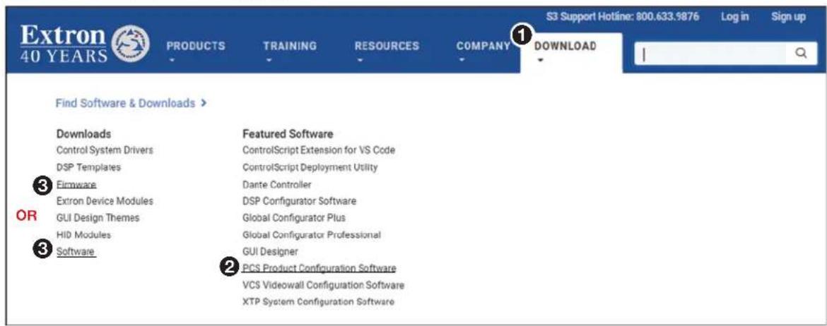 Extron 40 YEARS PRODUCTS TRAINING RESOURCES COMPANY 1 S3 Support Hotline: 800.633.9876 Log in Sign up DOWNLOAD Find Software & Downloads > Downloads Control System Drivers DSP Templates Eirmware Extron Device Modules GUI Design Themes HID Modules Software Featured Software ControlScript Extension for VS Code ControlScript Deployment Utility Dante Controller DSP Configurator Software Global Configurator Plus Global Configurator Professional GUI Designer PCS Product Configuration Software VCS Videowall Configuration Software XTP System Configuration Software