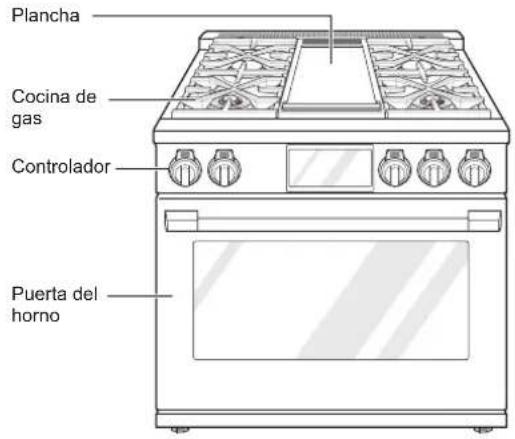 Plancha Cocina de gas Controlador Puerta del horno