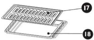 Diagram of a device with labeled parts 17 and 18, showing internal structure and component layout.