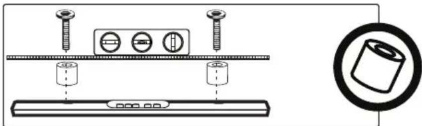 Technical diagram showing screw installation components with labeled parts and a magnified view of a cylindrical component.