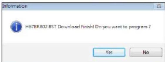Information H67BR802.BST Download Finish! Do you want to program ? Yes No