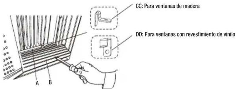 CC: Para ventanas de madera DD: Para ventanas con revestimiento de vinilo A B