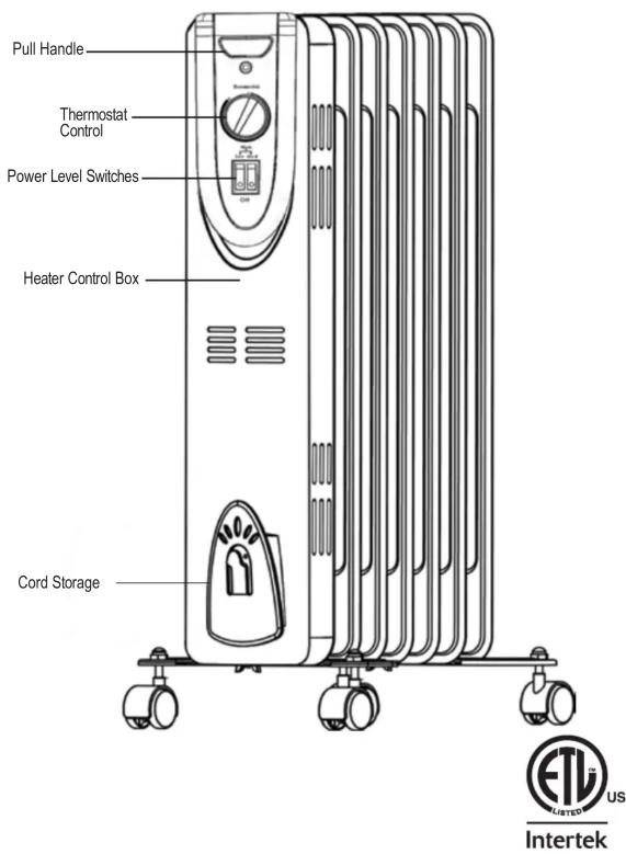Pull Handle Thermostat Control Power Level Switches Heater Control Box Cord Storage ETL US Intertek