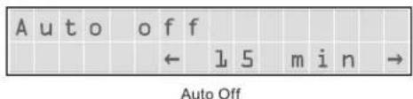 A u t o o f f ← 1 5 m i n → Auto Off
