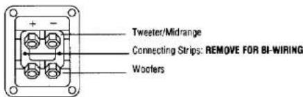 Tweeter/Midrange Connecting Strips: REMOVE FOR BI-WIRING Woofer