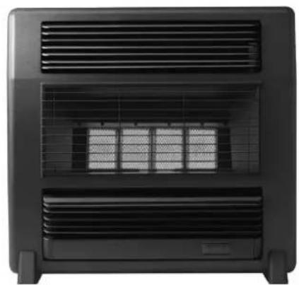 Front view of a black industrial air conditioner unit with ventilation grilles and ventilation grilles (no text or symbols visible)