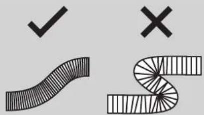 Diagram showing checkmark and cross symbols on a wavy and striped pattern, likely indicating approval or rejection actions.