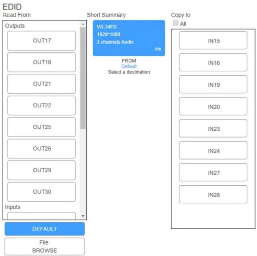 Kramer VS-34FD - To copy an EDID: - 1
