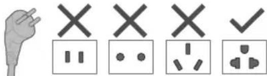Electrical plug and four electrical symbols with Chinese labels: power plug, three X marks, two switches, one plug with three dots, one switch with three bulbs.