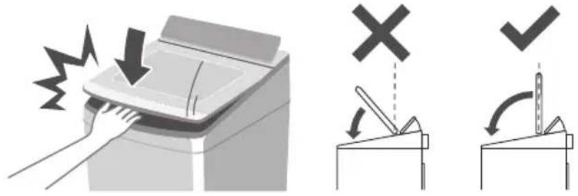 Diagram illustrating a mechanical press operation with labeled states and directional arrows indicating stress or clearance.