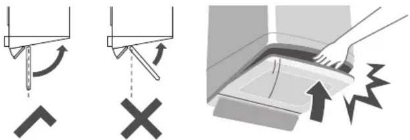 Diagram illustrating three steps of a mechanical or electrical component handling: rotation, press release, and mounting.