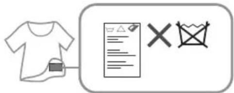 Diagram showing a T-shirt connected to a document with a checkmark and a crossed-out symbol, likely indicating a verification or rejection process.