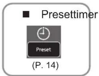 ■ Presettimer Preset (P. 14)