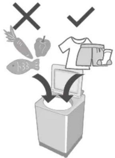Illustration showing food items including vegetables, fish, and a T-shirt with checkmarks indicating rejection or rejection.