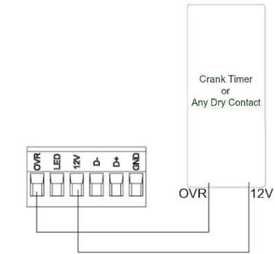 Crank Timer or Any Dry Contact OVR LED 12V D- D+ GND OVR 12V