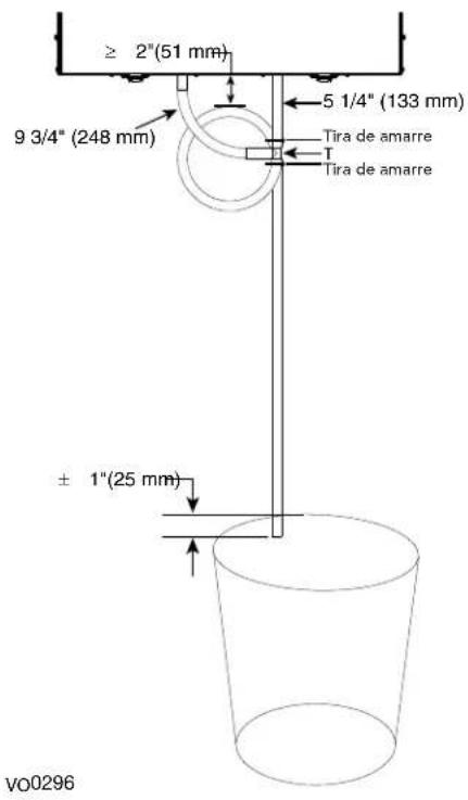 ≥ 2"(51 mm) 9 3/4"(248 mm) 5 1/4"(133 mm) Tira de amarre Tira de amarre ± 1"(25 mm) VO0296