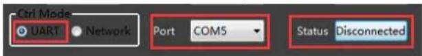 Ctrl Mode UART Network Port COM5 Status Disconnected
