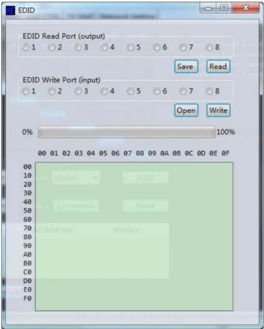 EDID EDID Read Port (output) 1 2 3 4 5 6 7 8 Save Read EDID Write Port (input) 1 2 3 4 5 6 7 8 Open Write 0% 100% 00 01 02 03 04 05 06 07 08 09 0A 0B 0C 0D 0E 0F 00 10 20 30 40 50 60 70 80 90 A0 B0 C0 D0 E0 F0