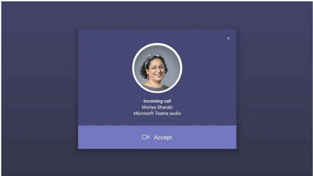 Incoming call Moriya Sharabi Microsoft Teams audio Accept