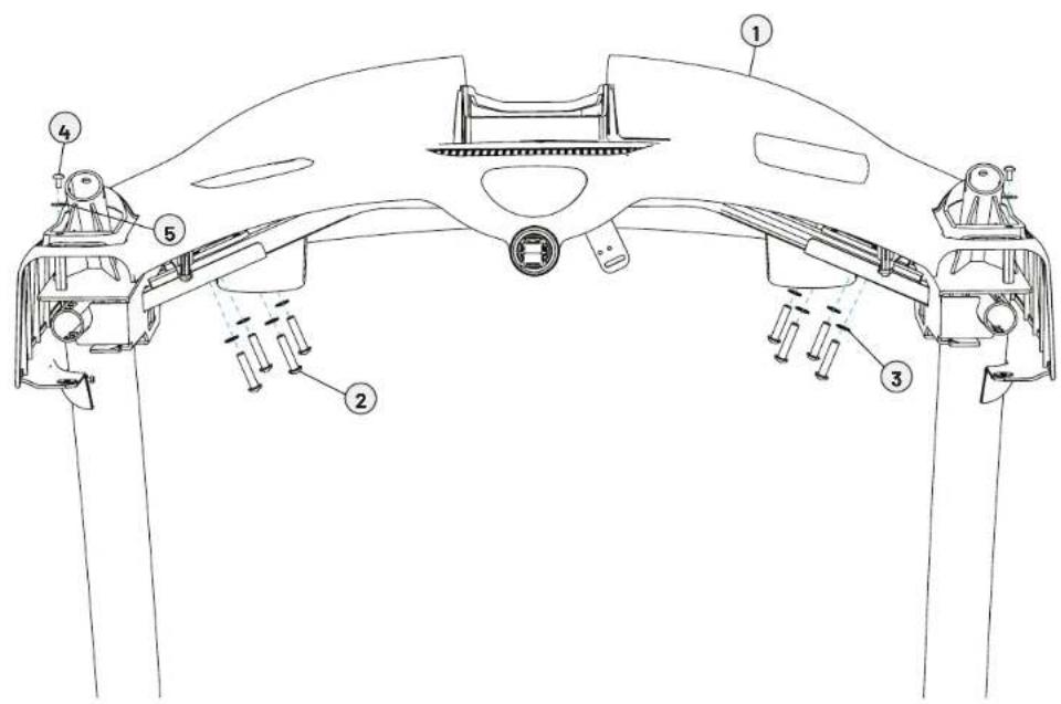 Technical diagram of a car's front and rear assembly with numbered components for identification