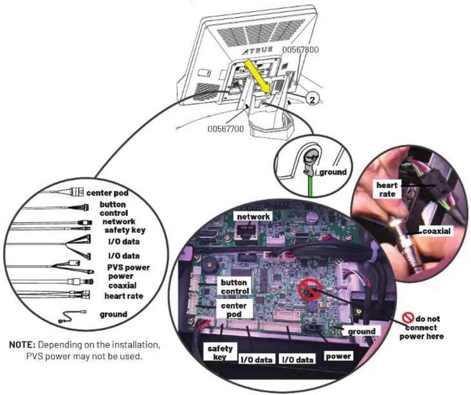 NOTE: Depending on the installation, PVS power may not be used. 00567800 00567700 ground network button control network safety key I/O data I/O data PVS power power coaxial heart rate ground ground heart rate coaxial do not connect power here safety key I/O data I/O data power