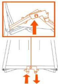 Technical diagram showing mechanical assembly with upward and downward force arrows indicating movement or force direction