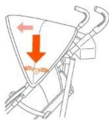 Diagram illustrating a mechanical or structural component with directional arrows and labeled parts, likely for motion or assembly reference.