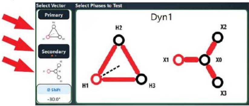 Megger TAU3 - Select Vector and Select Phases to Test - 1