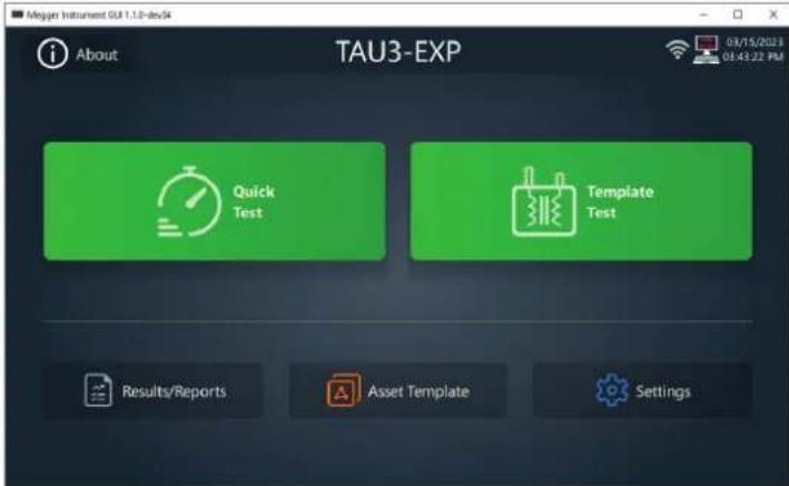 Megan Instrument 01.1.2-de-54 About TAU3-EXP Quick Test Template Test Results/Reports Asset Template Settings 03/15/2023 03:43:22 PM