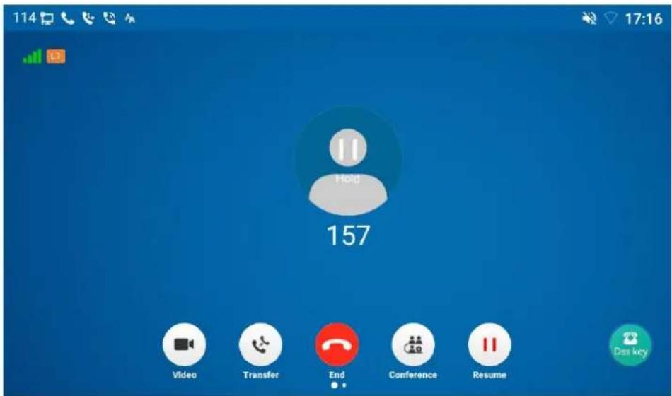 114 17:16 Hold 157 Video Transfer End Conference Resume Das key