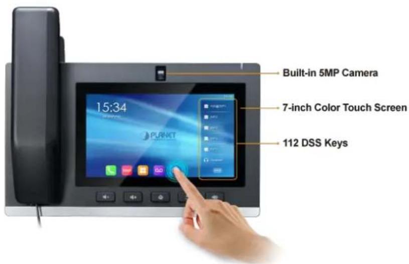 Built-in 5MP Camera 7-inch Color Touch Screen 112 DSS Keys