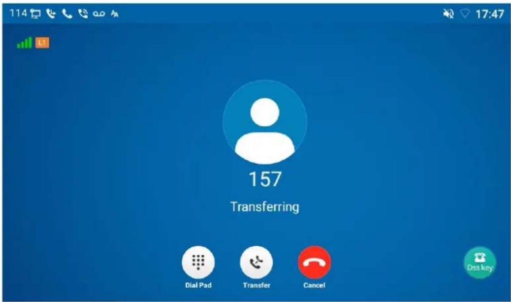 114 17:47 157 Transferring Dial Pad Transfer Cancel Dss key