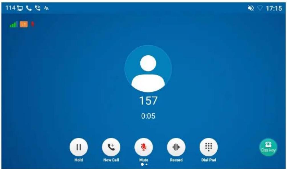 114 17:15 157 0:05 Hold New Call Mute Record Dial Pad Dss key